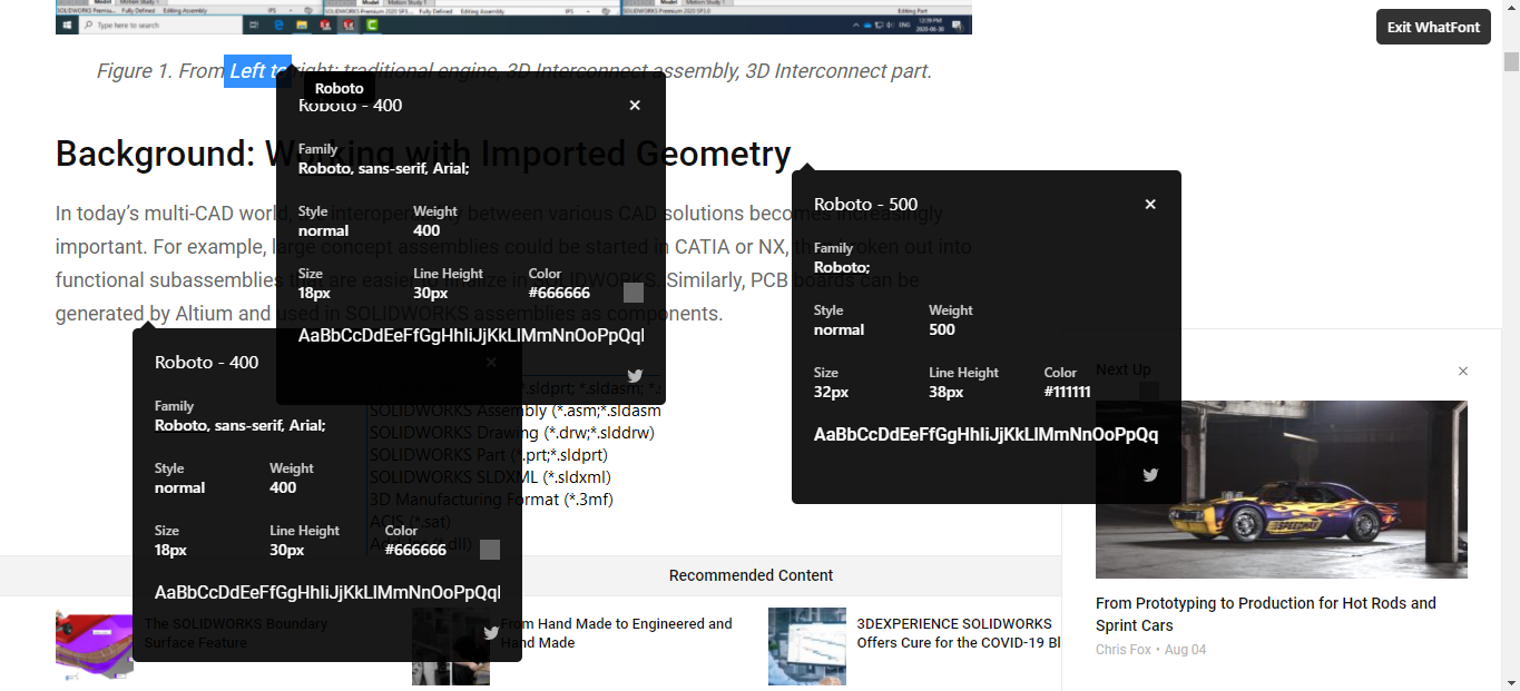 WhatFont Visar Flera Teckensnittsdetaljer Samtidigt