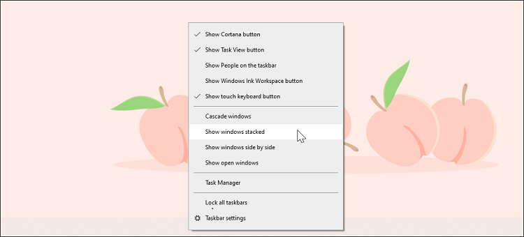 Windows 10 Taskbar windows options