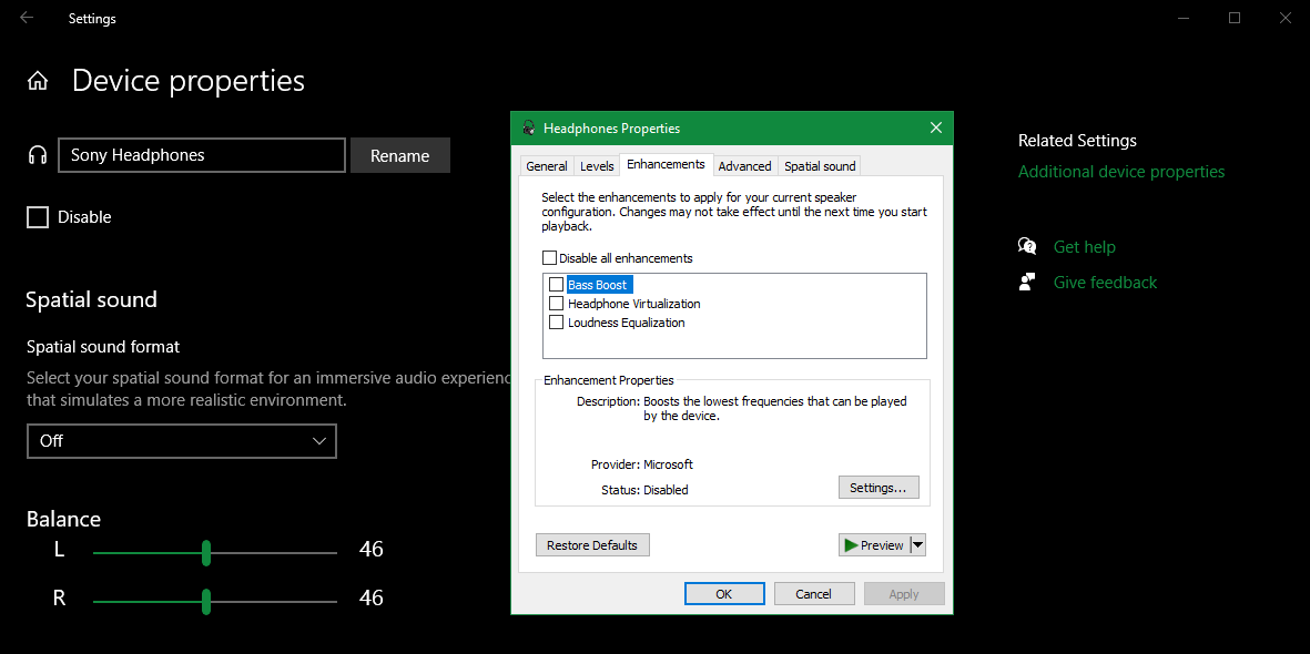 how to change left right balance windows 10