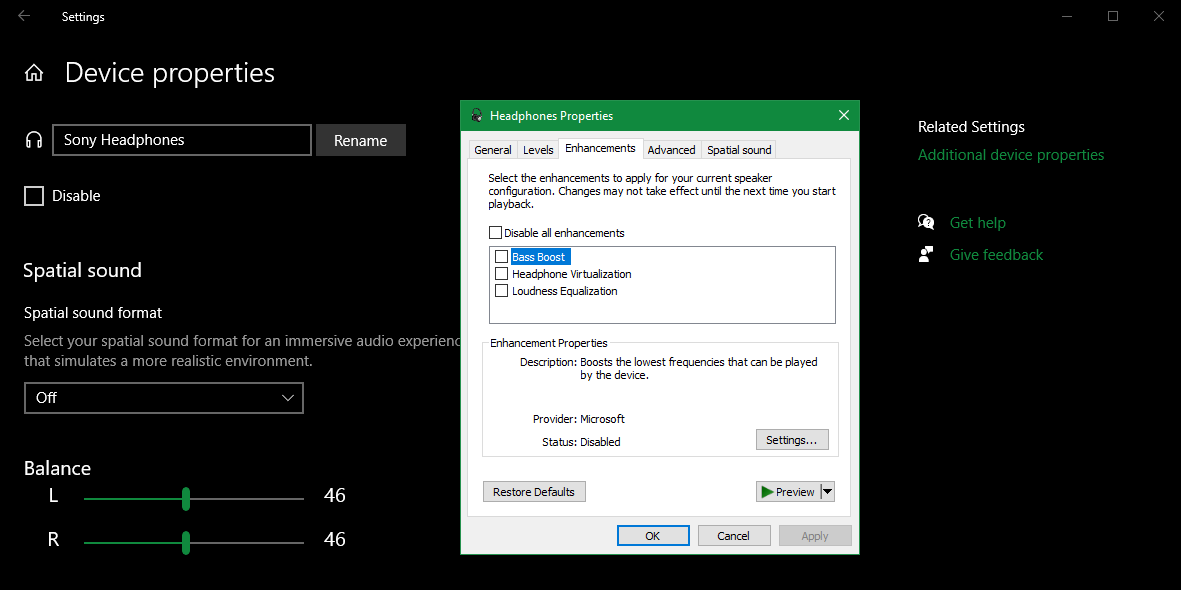 audio enhancements windows 10