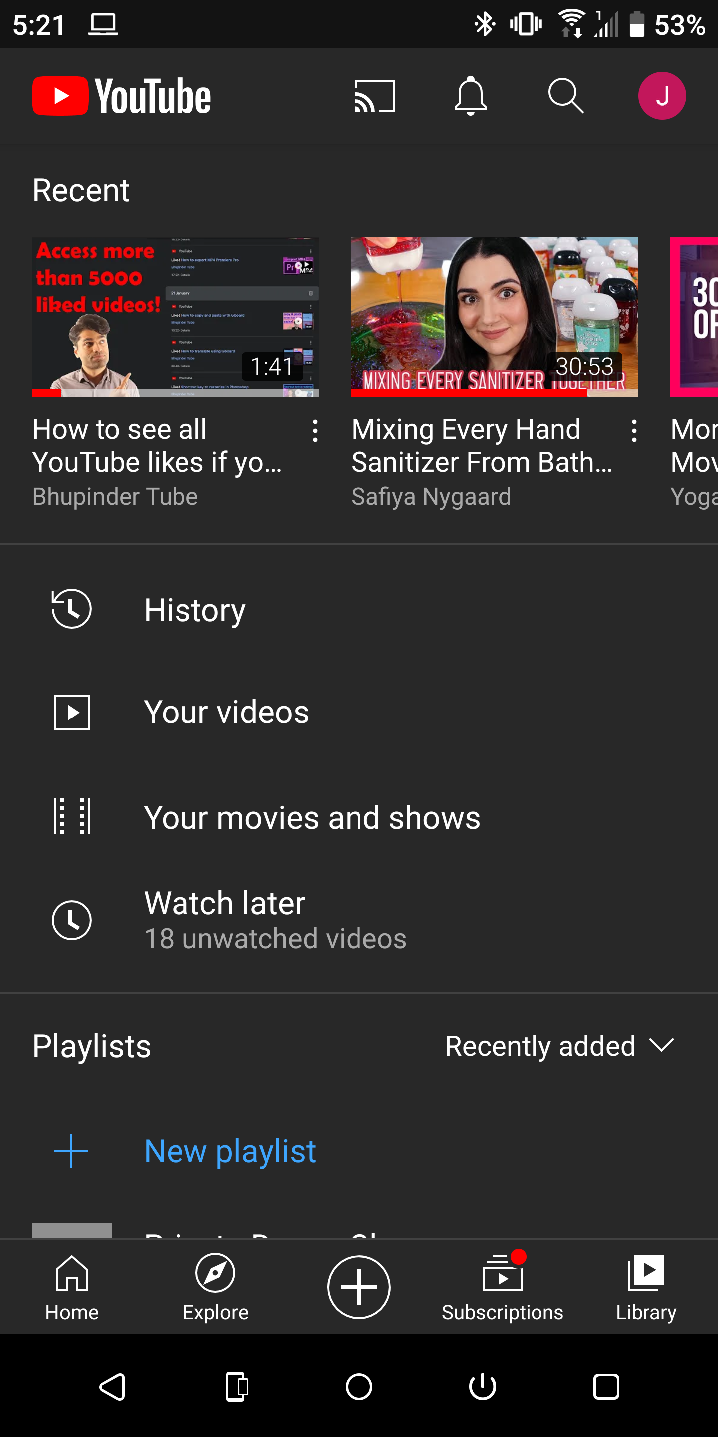 YouTube app library