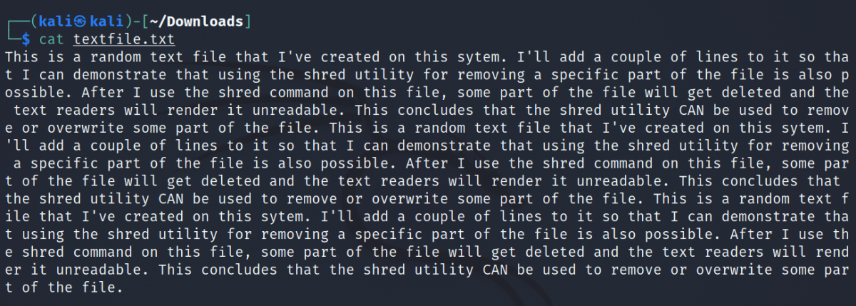 text file in linux