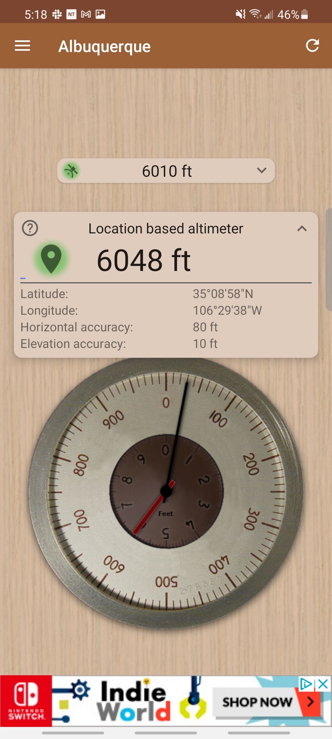 accurate altimeter app showing location based altimeter stats