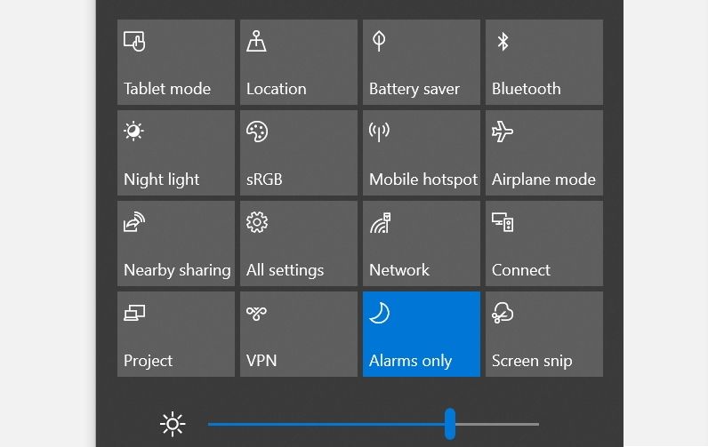 Turning off Bluetooth using the action center in Windows 10