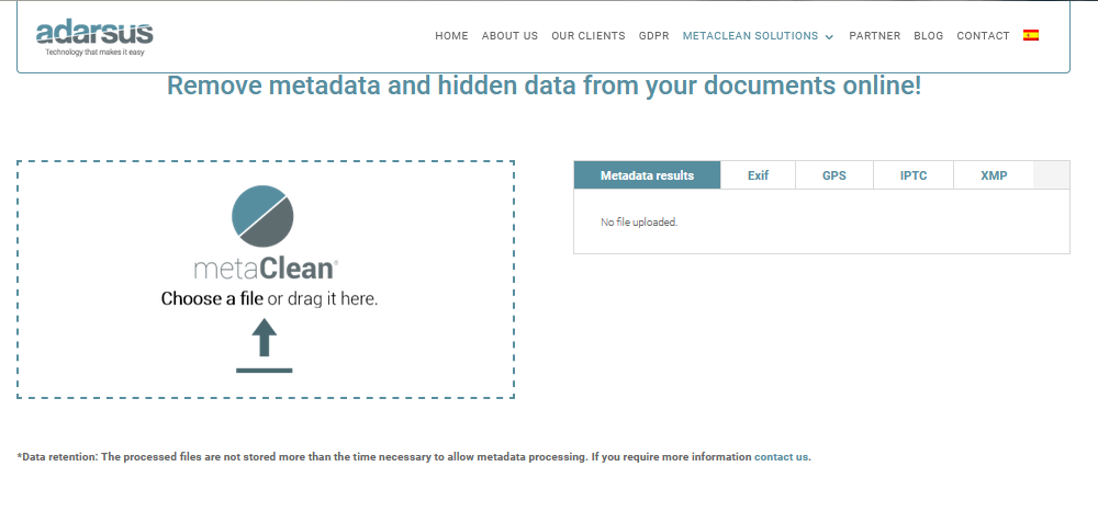adarsus screenshot - 8 modi per eliminare i metadati prima di condividere i file