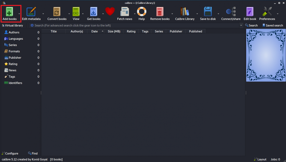 adding books in calibre linux
