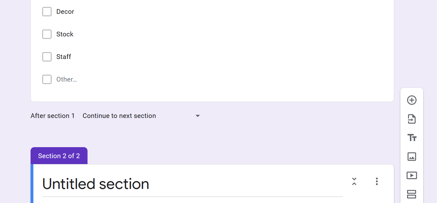 Add Sections on Google Forms