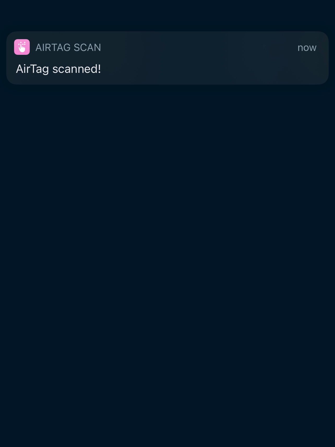 AirTag scanned test notification from Shortcuts