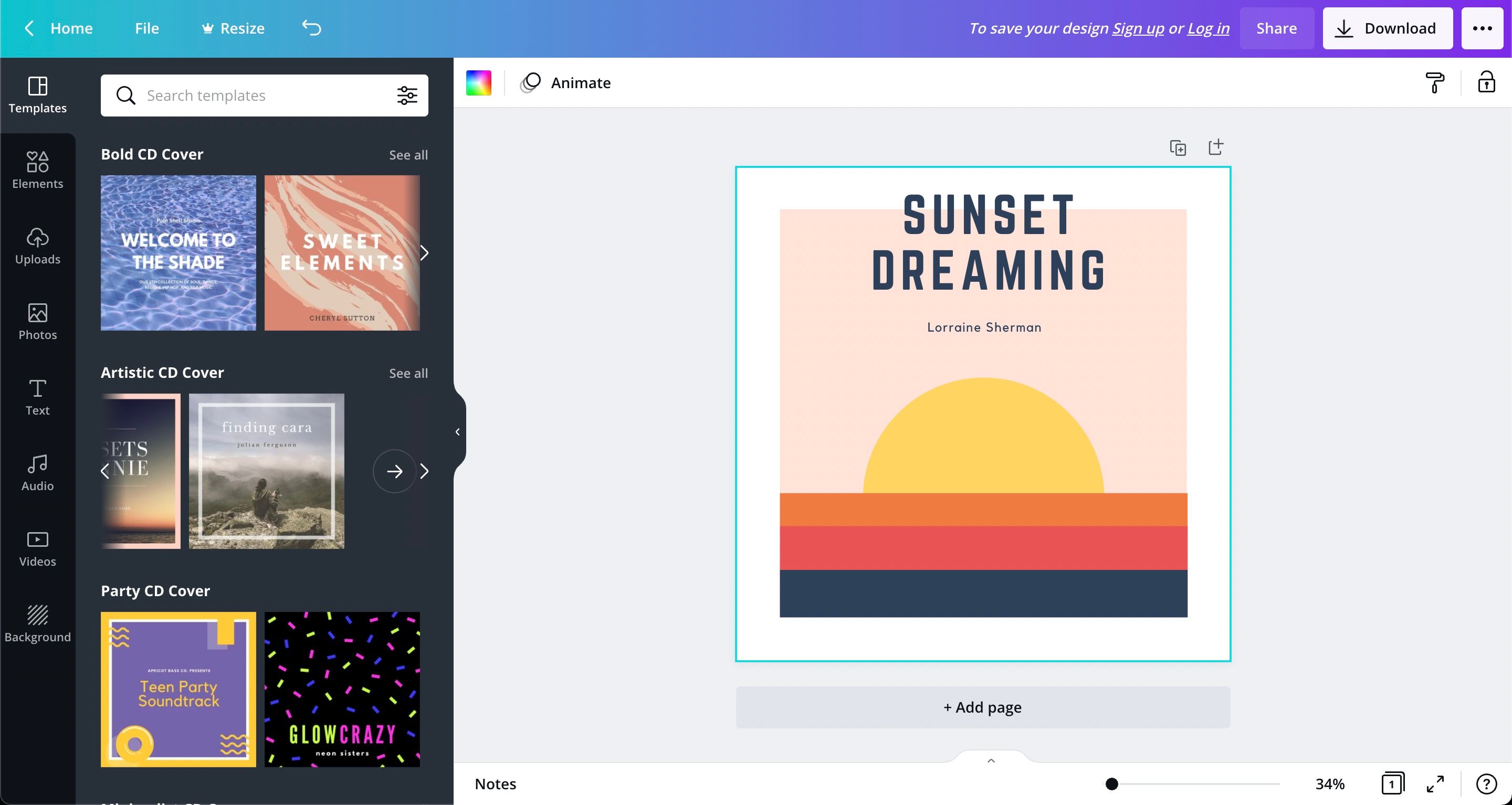 create album cover in canva