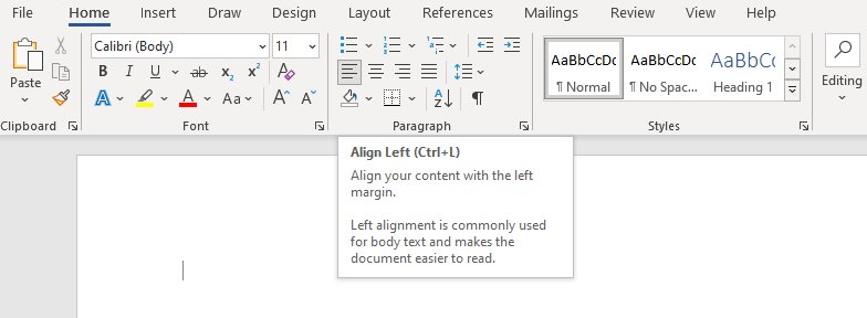 how to apply centered style set in word