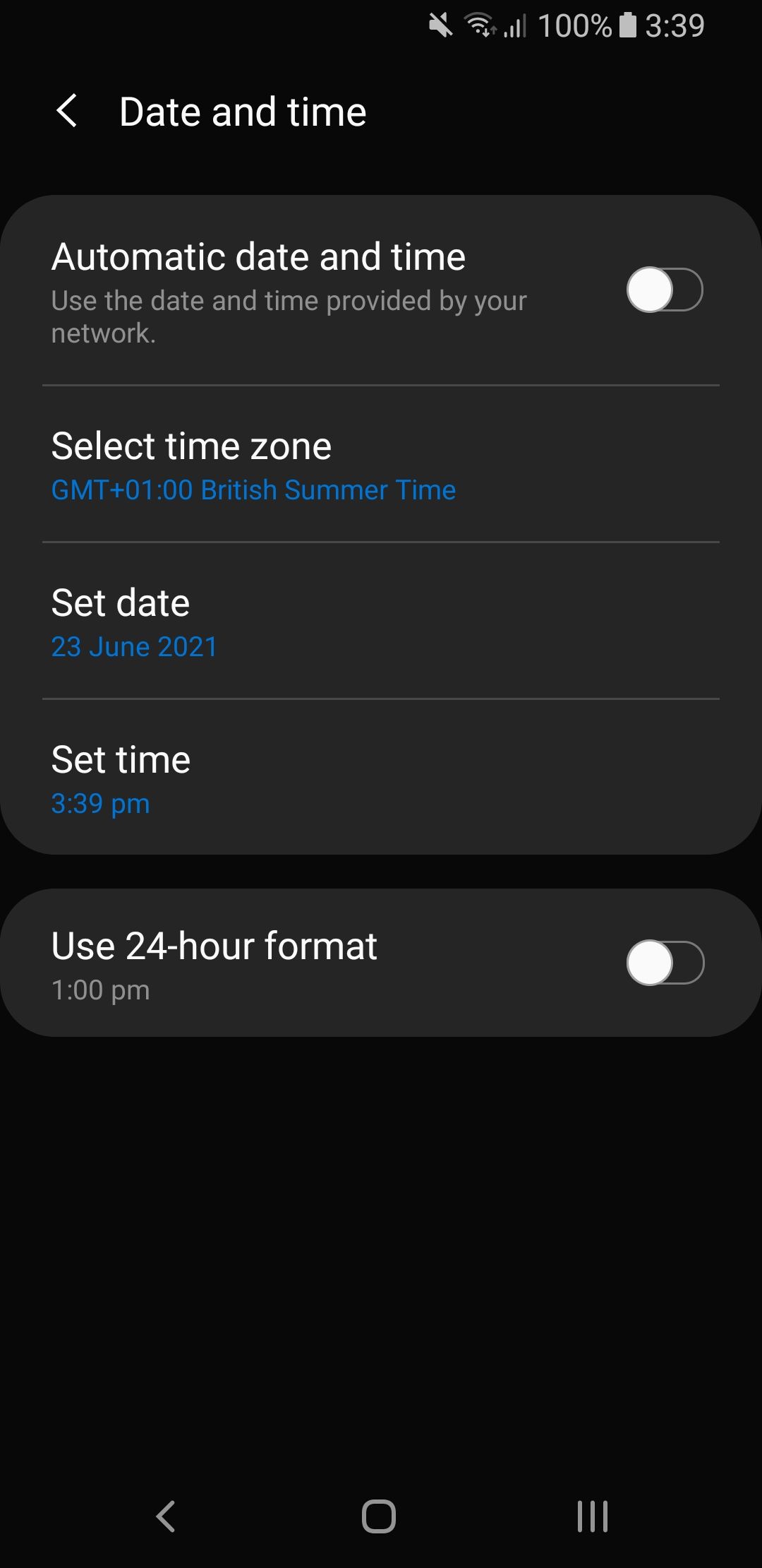 android date and time