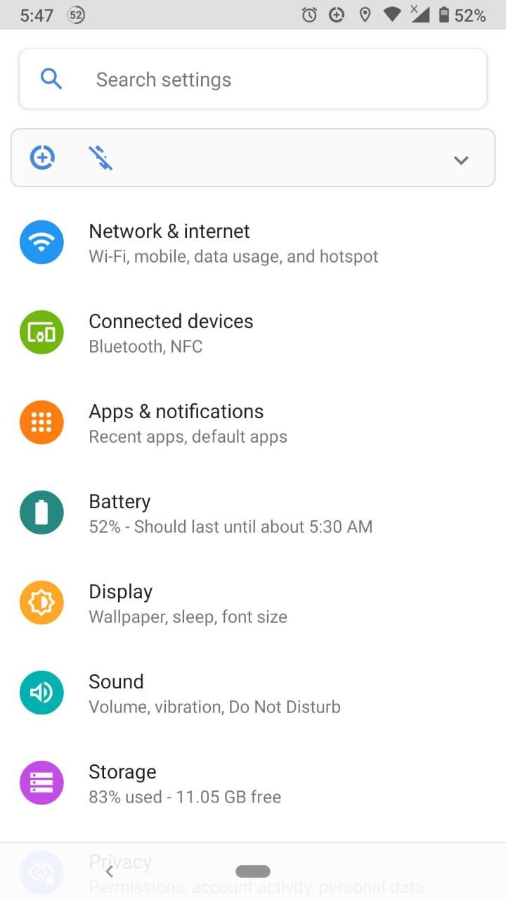 android main menu screenshot