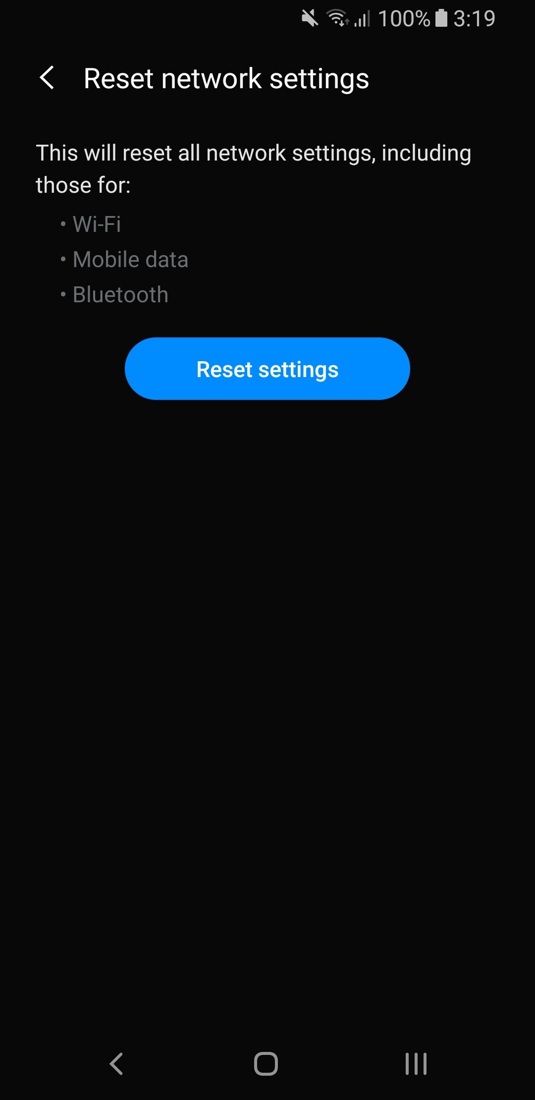 android reset confirmation