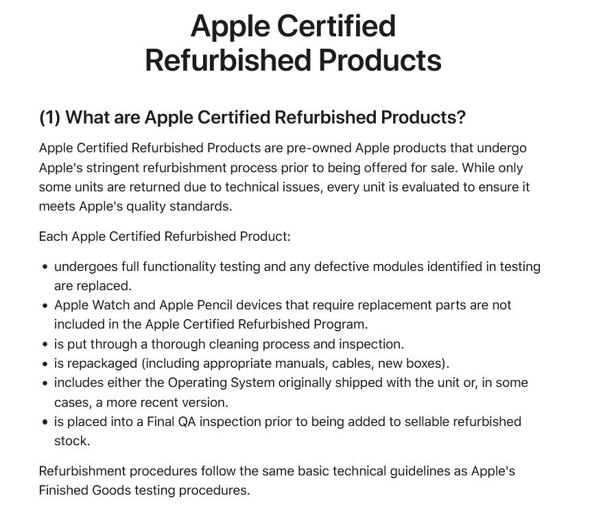 apple refurb terms