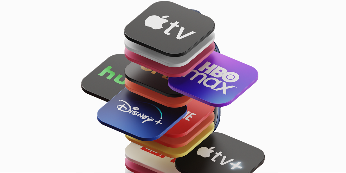 App icons for various apps available on Apple TV.