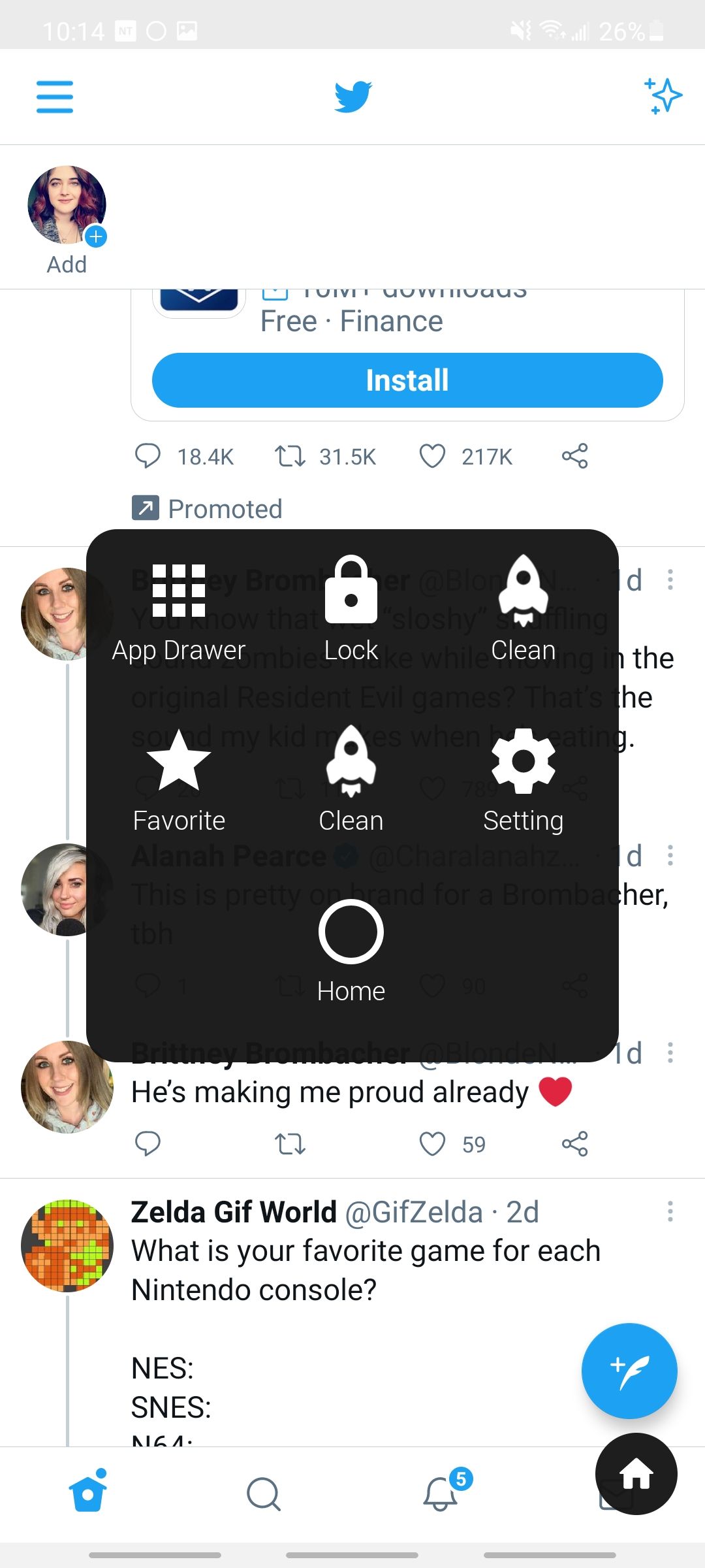 assistive touch overlay on top of twitter app