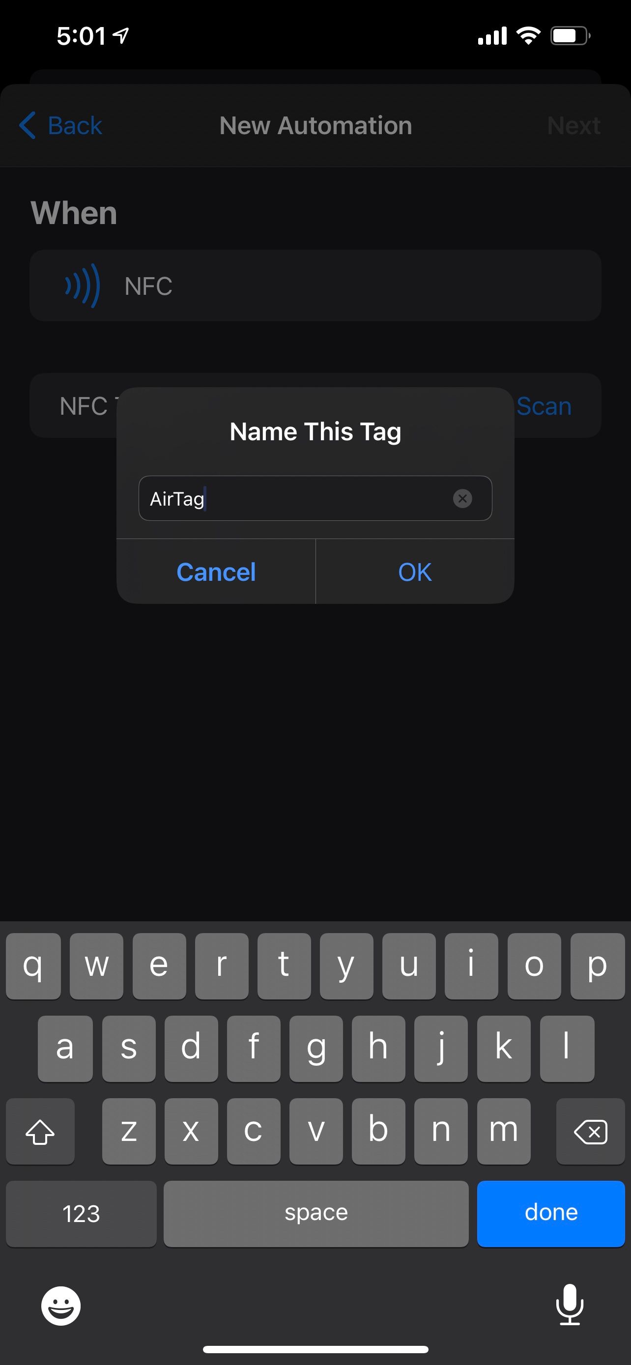 Name NFC tag for automation