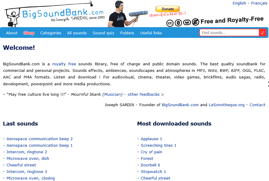 Die 6 besten kostenlosen Websites zum Herunterladen von Windows-Soundeffekten - bigsoundbank