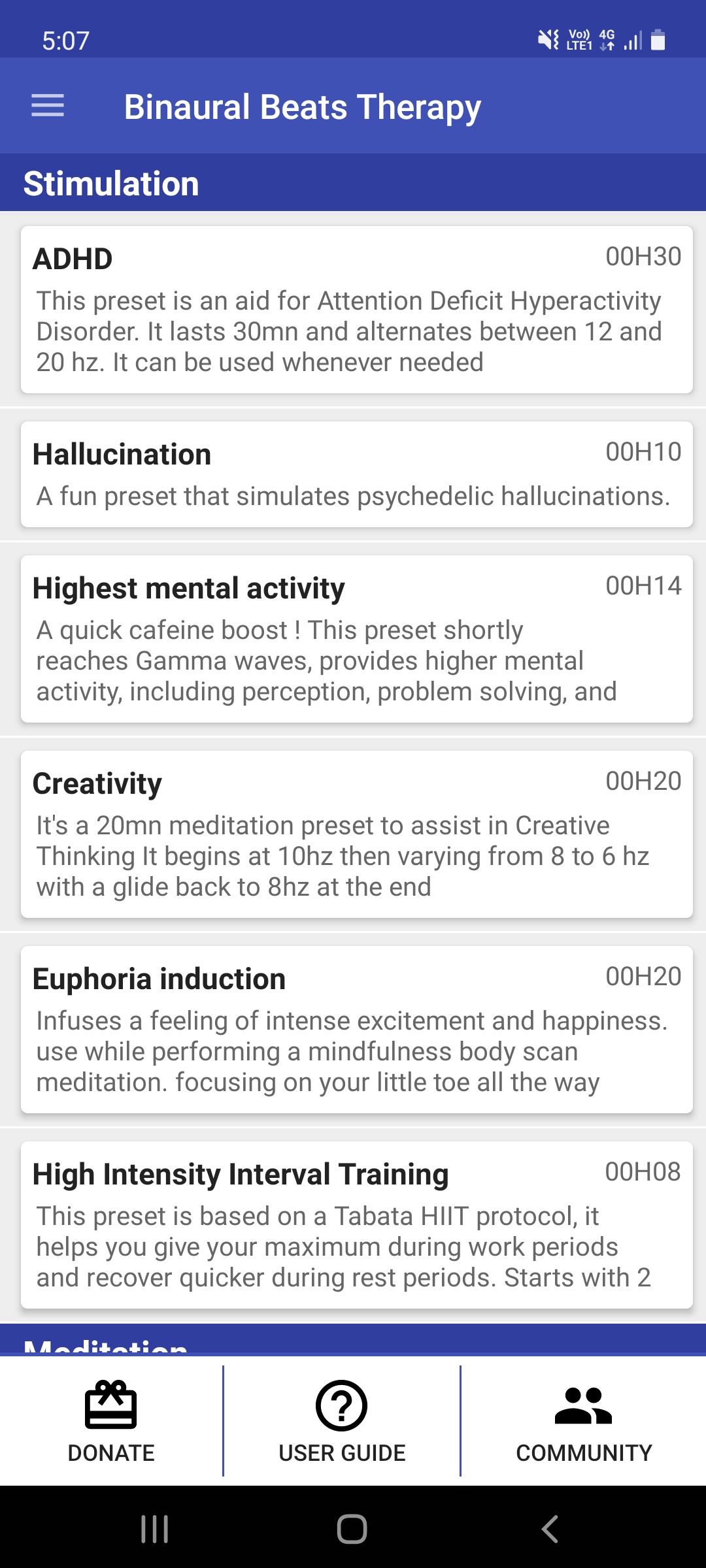 binaural beats therapy app home page