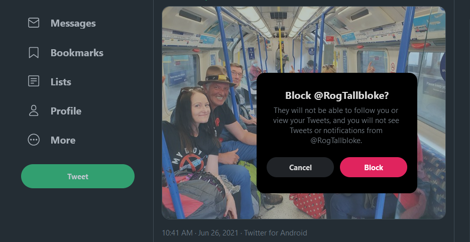 Blocking User on Twitter