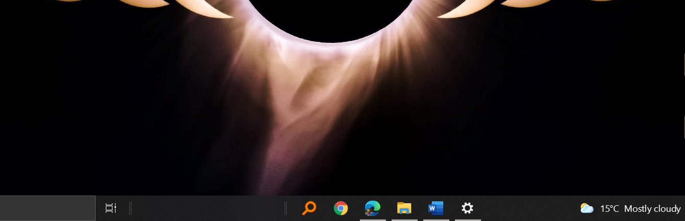 Centered icons on Windows 10 taskbar