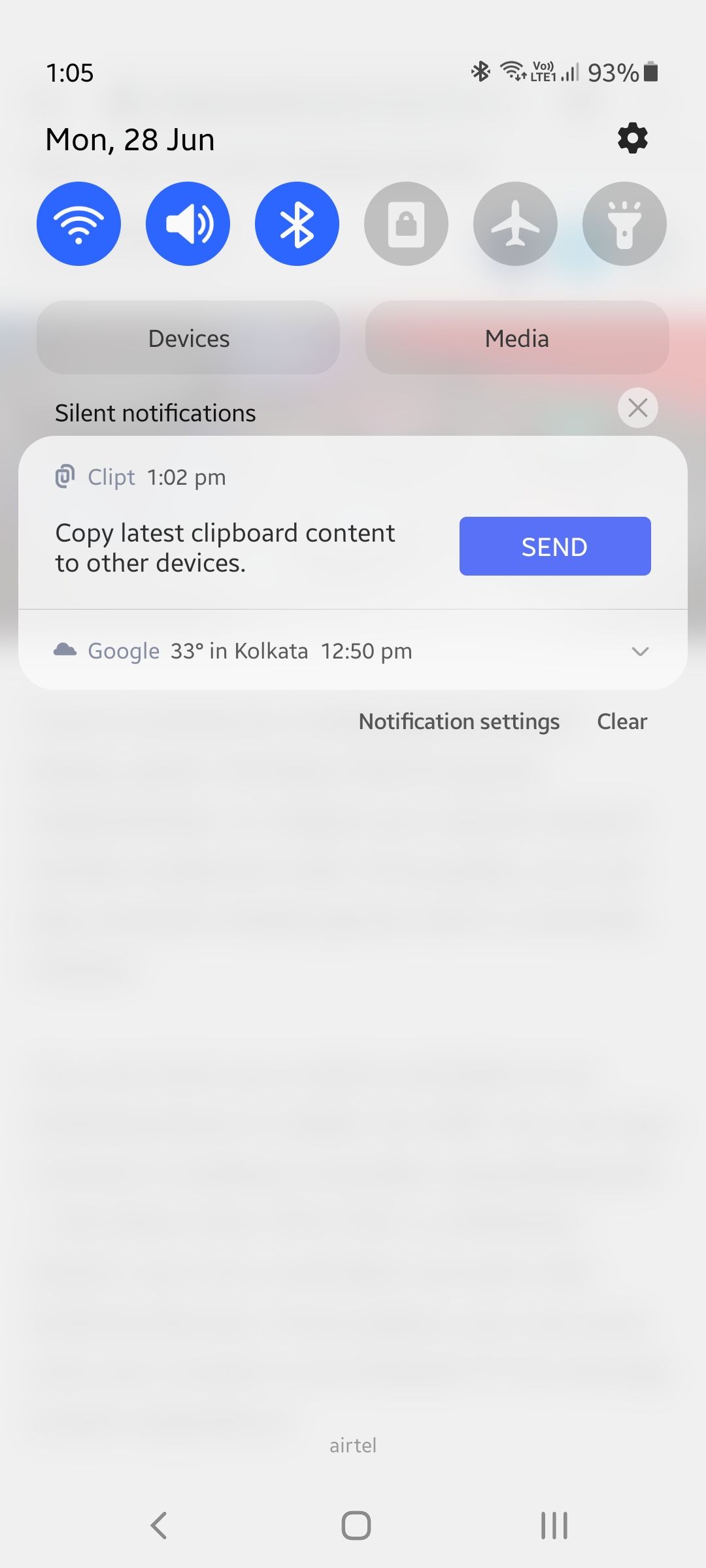 Send notification of Clipt for Android