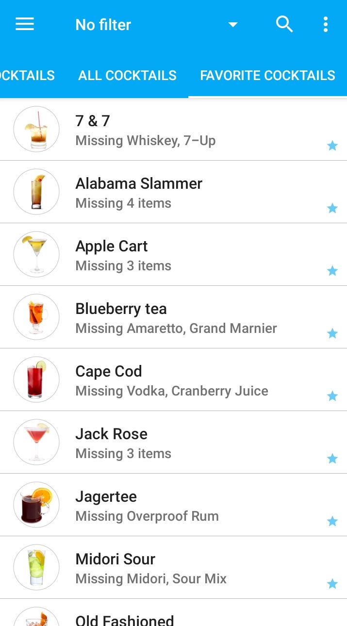 my cocktail bar list screenshot