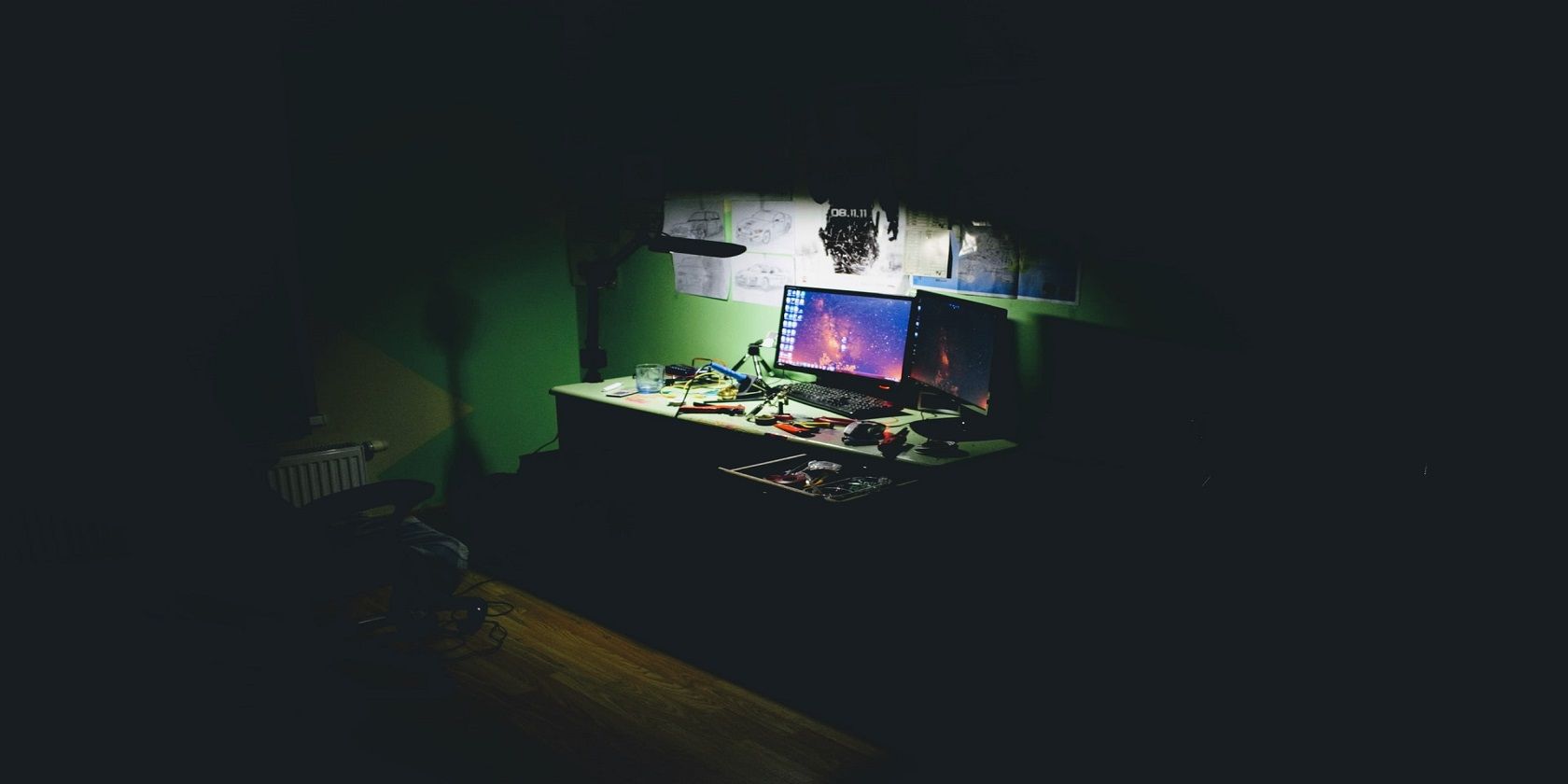 Computer in Dark Room