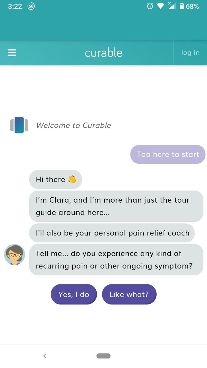 curable chat bot screen