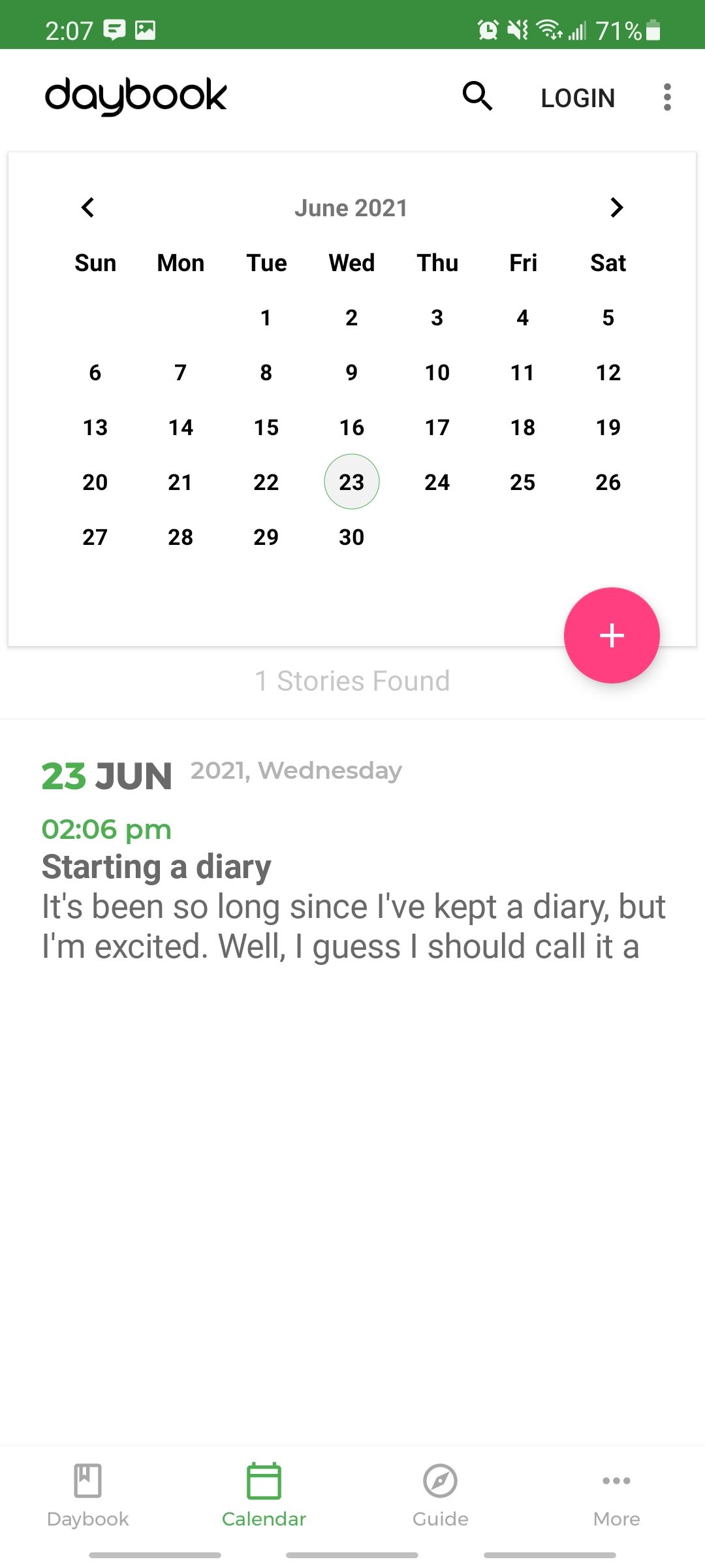 daybook app calendar view
