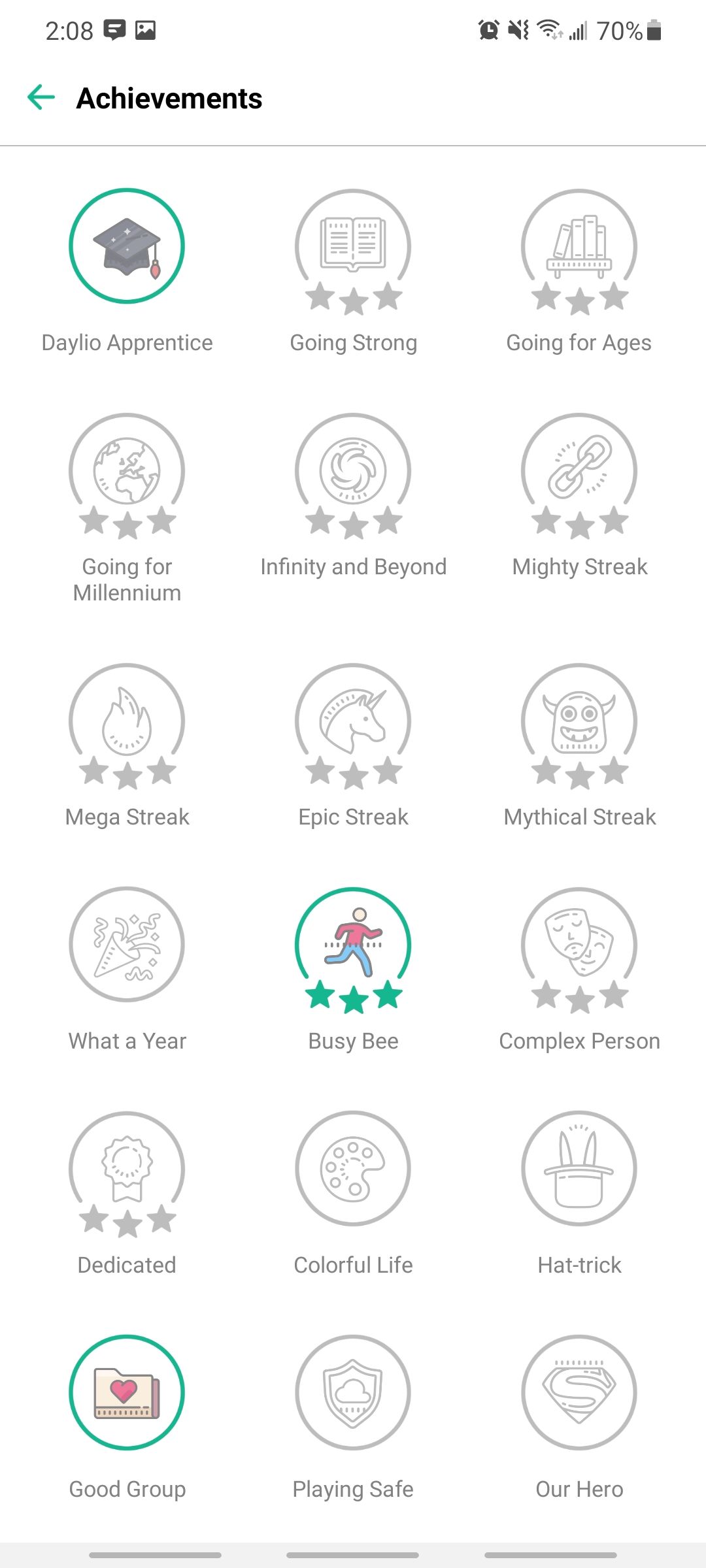 daylio app achievements