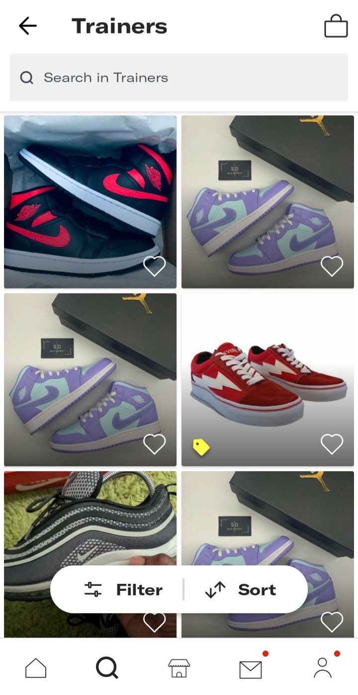 depop trainers search result page