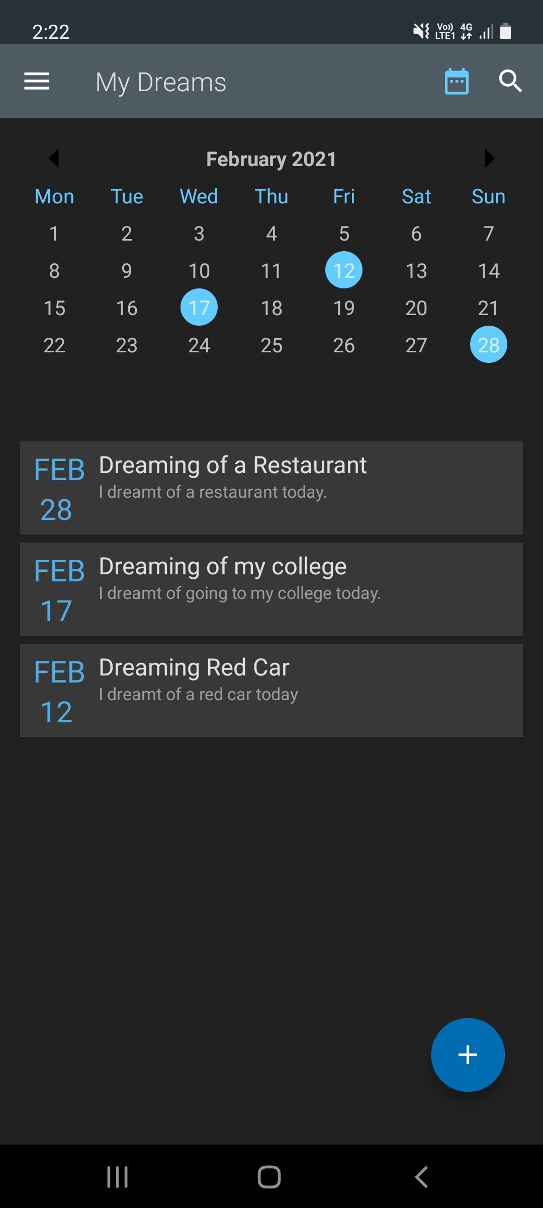 dream journal ultimate app calendar