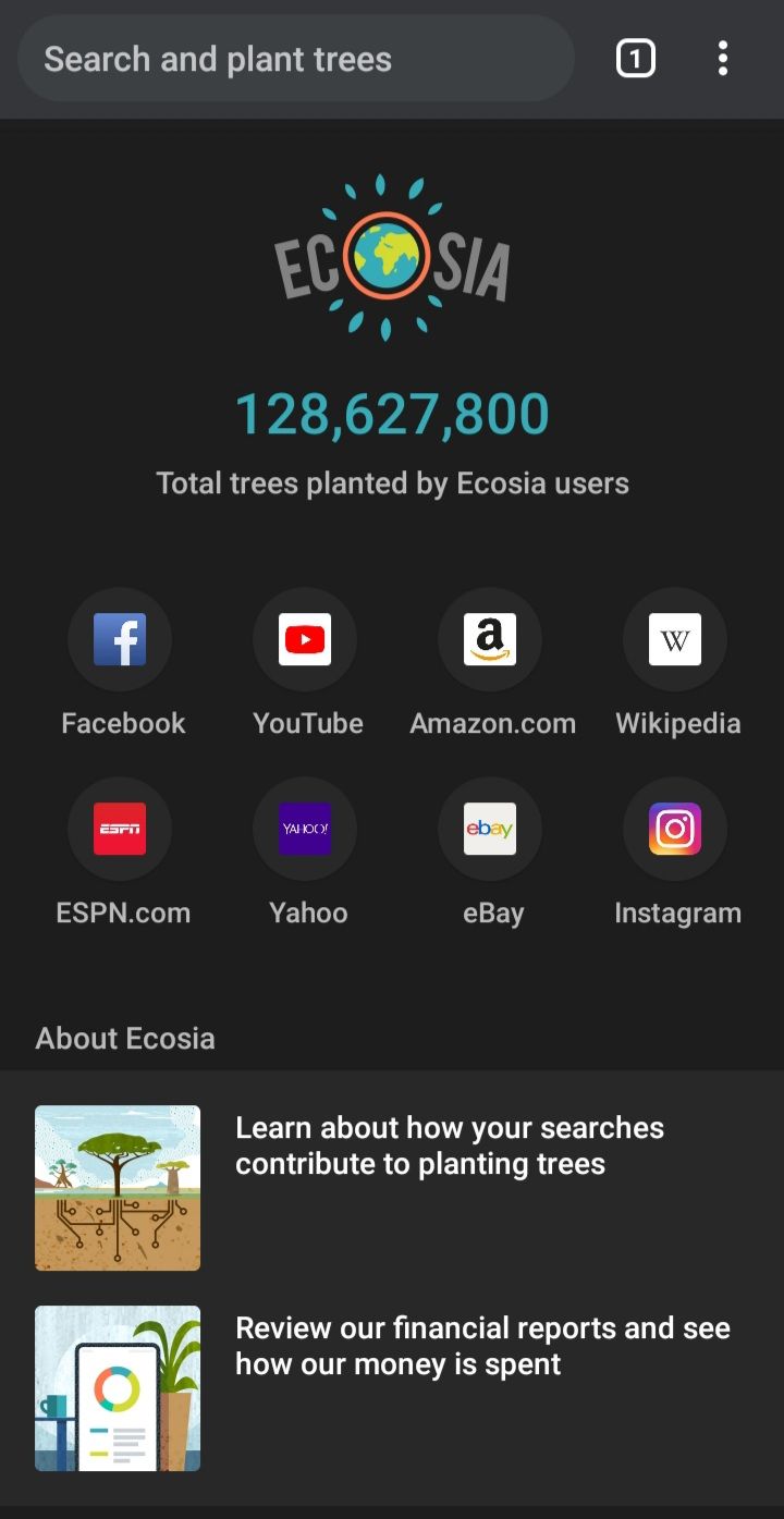 ecosia home page