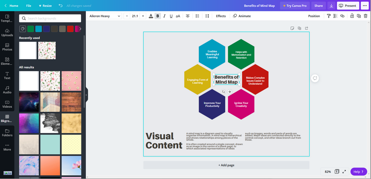 editing mind map with canva