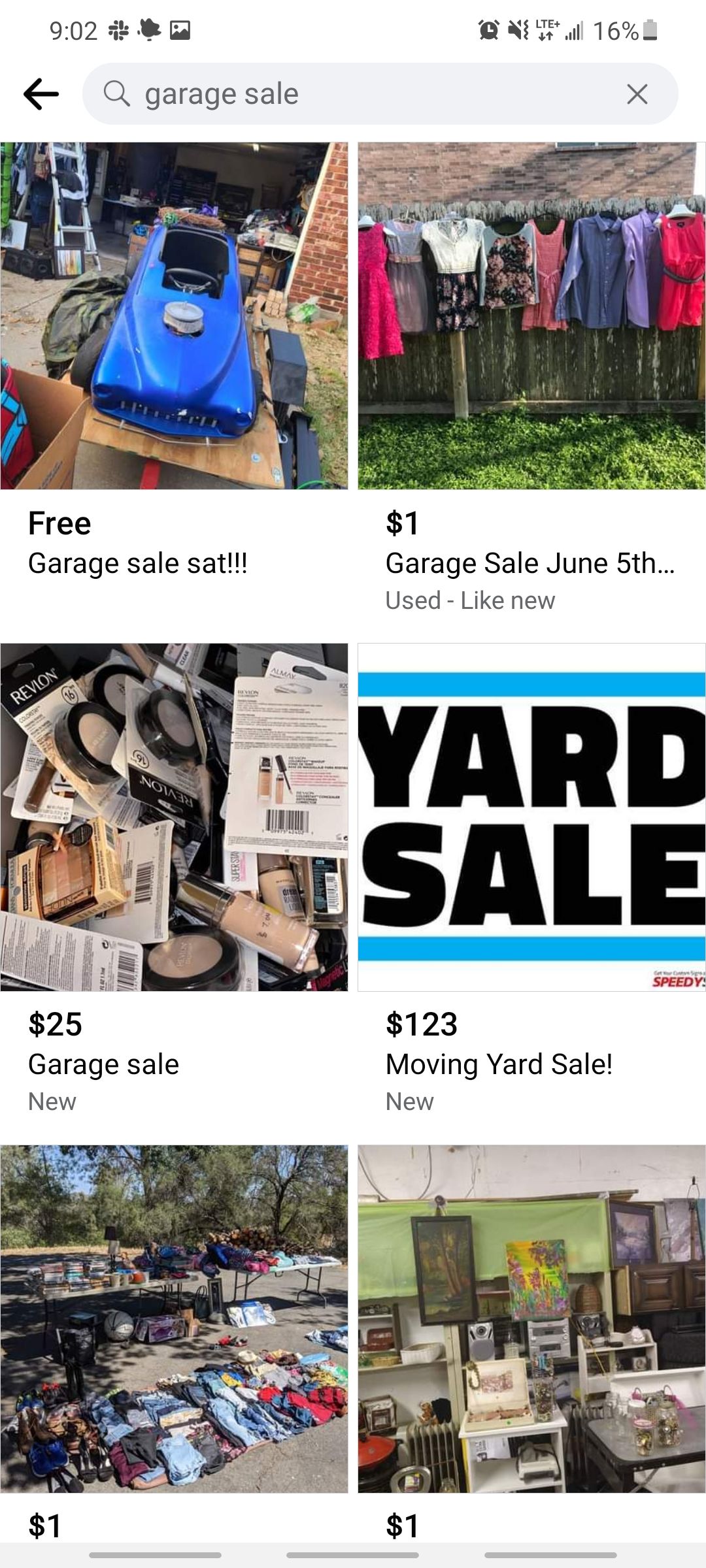 facebook app searching for garage sales in marketplace