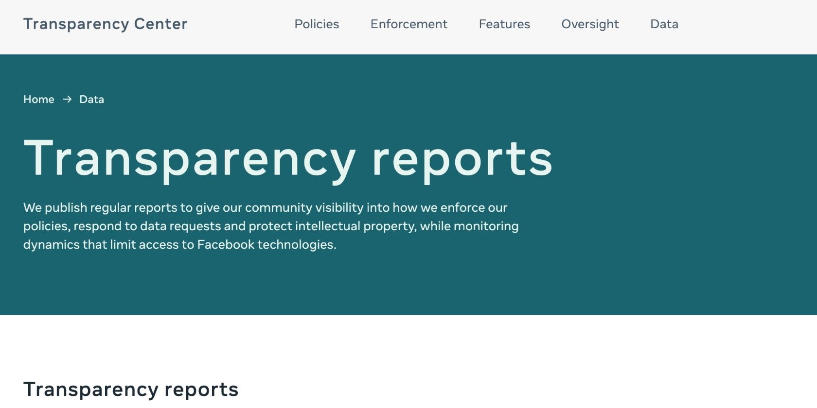 Facebook transparency center