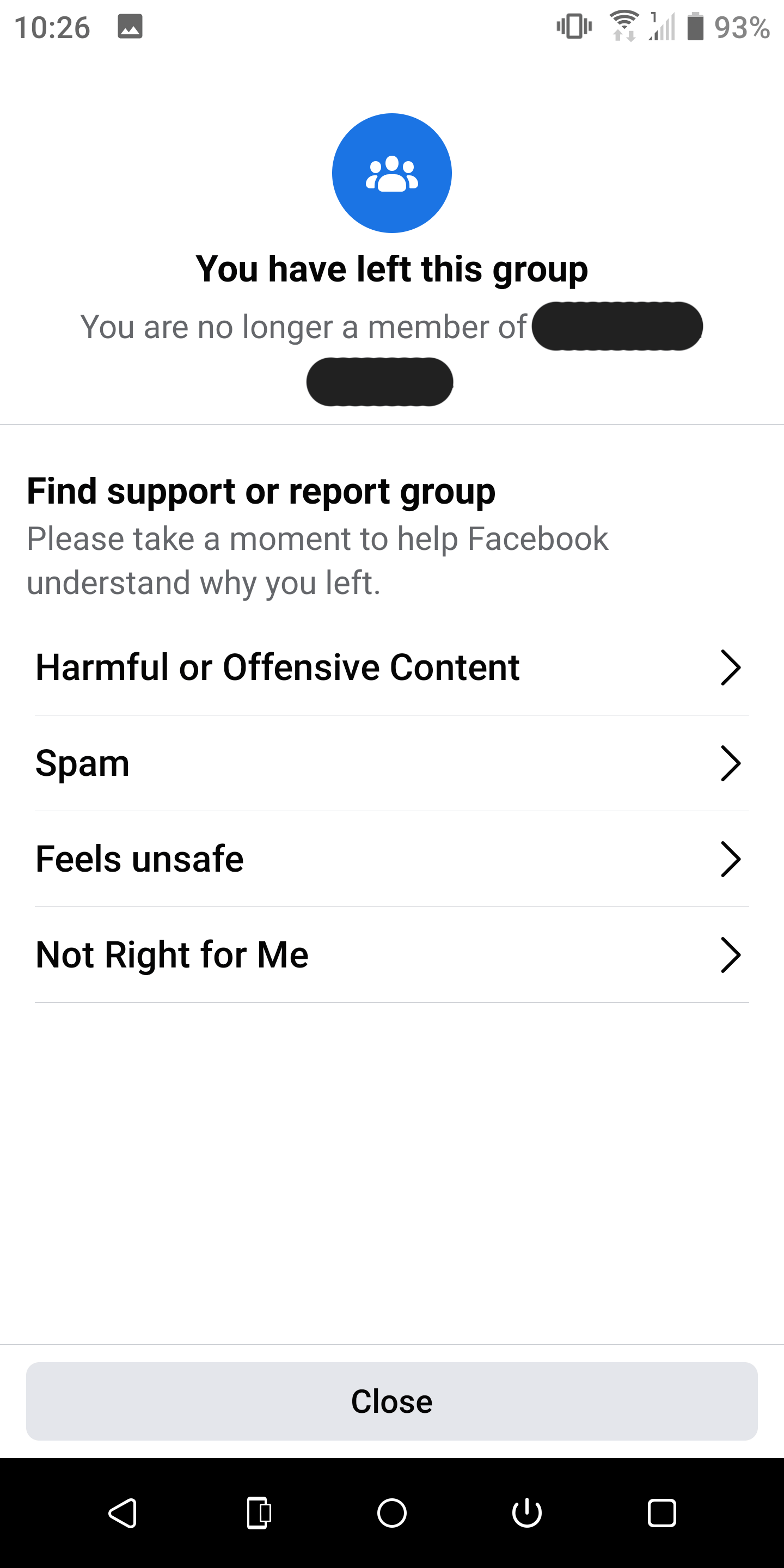 feedback about Facebook group mobile