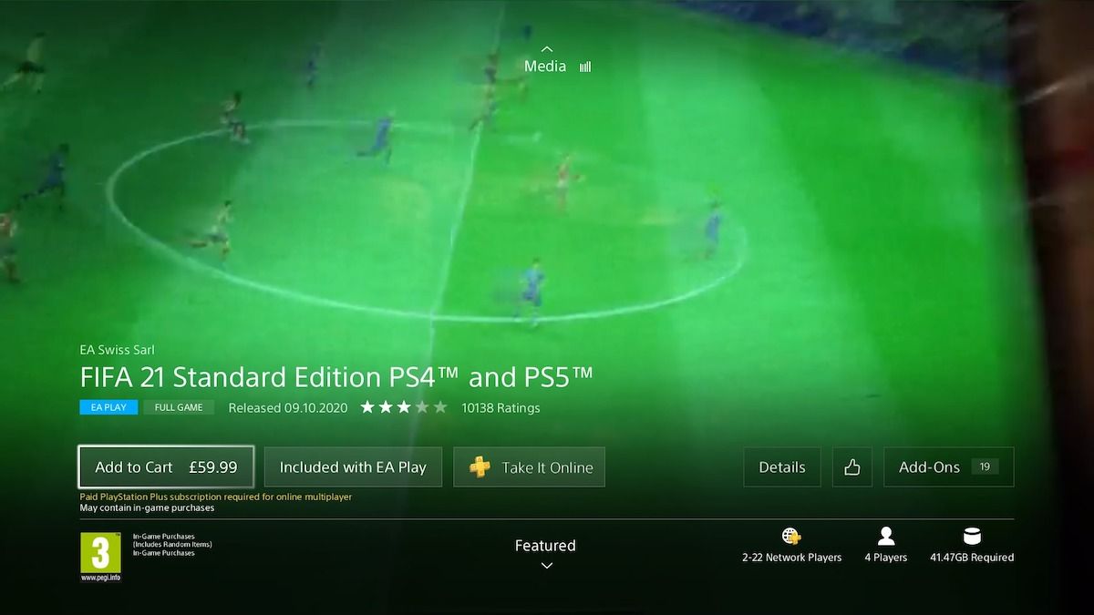 The FIFA 21 game page on the PS4 version of the PS Store