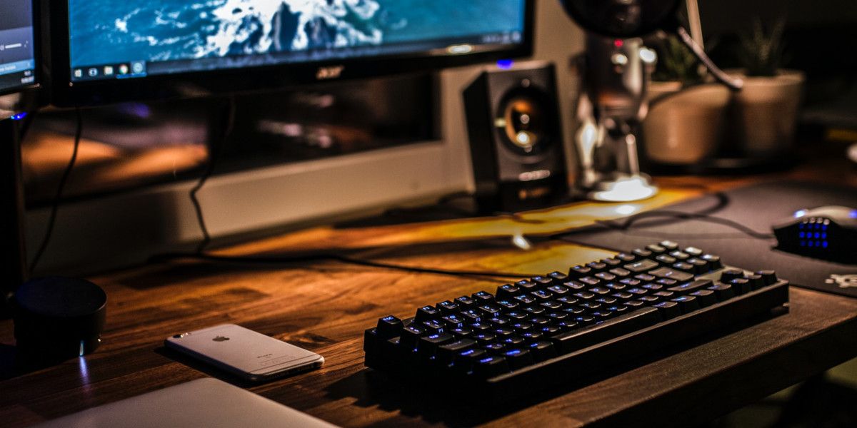 PC Gaming Desk Setup with an MMO Mouse