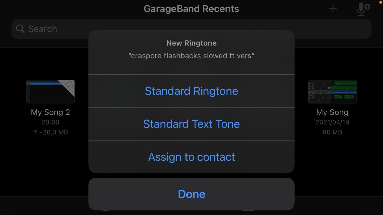 GarageBand Export Options