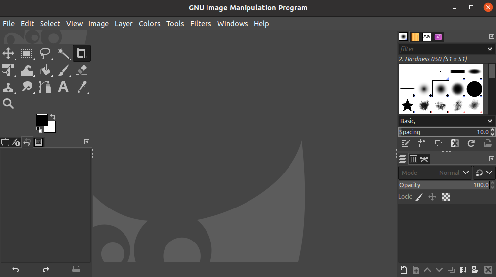 gimp main menu