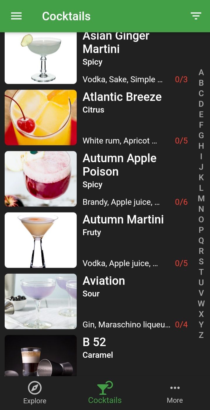 cocktail hobbyist list screenshot