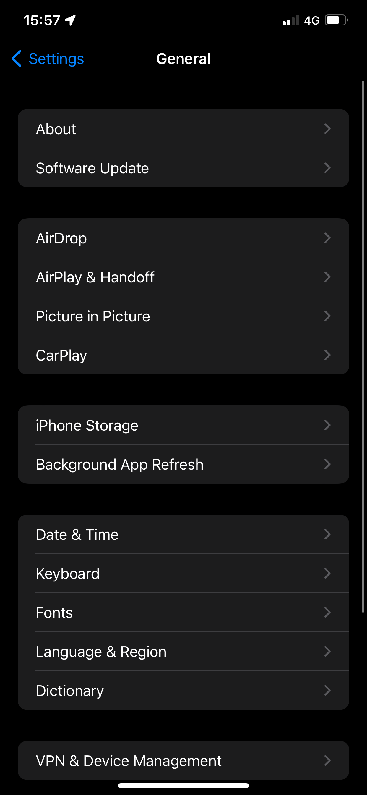 Screenshot of the settings to update the iPhone.