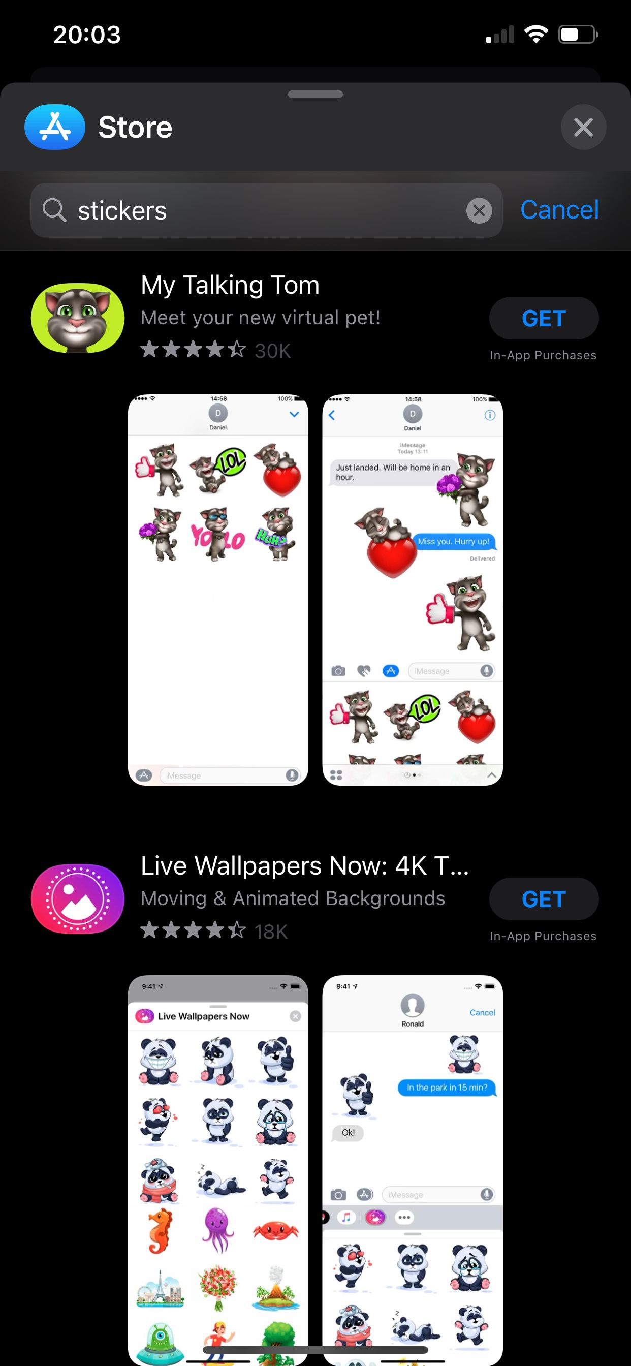Sticker apps on the iMessage App Store
