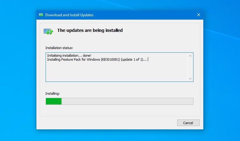 installing windows feature pack