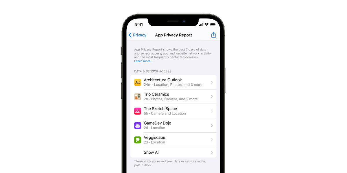 App Privacy Report in iOS 15.