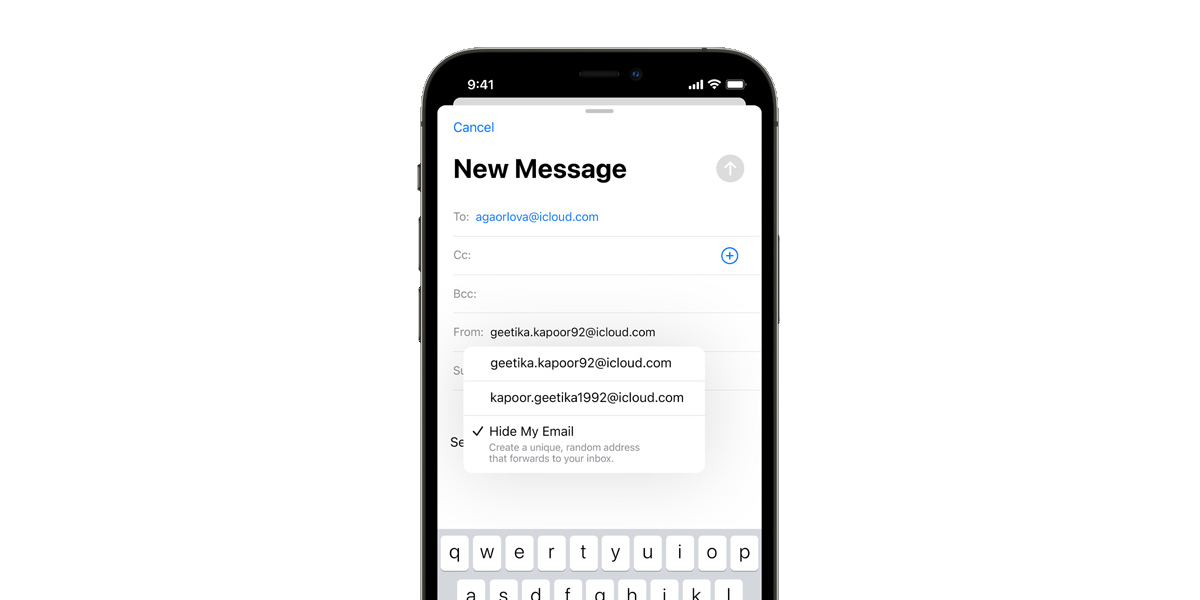 Hide My Email on iOS 15.