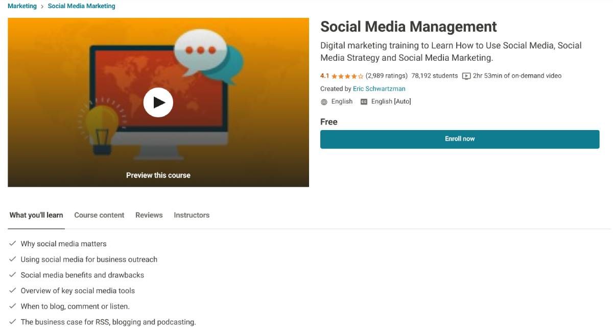 Learn the basics of social media marketing through Eric Schwartzman's free courses on Udemy