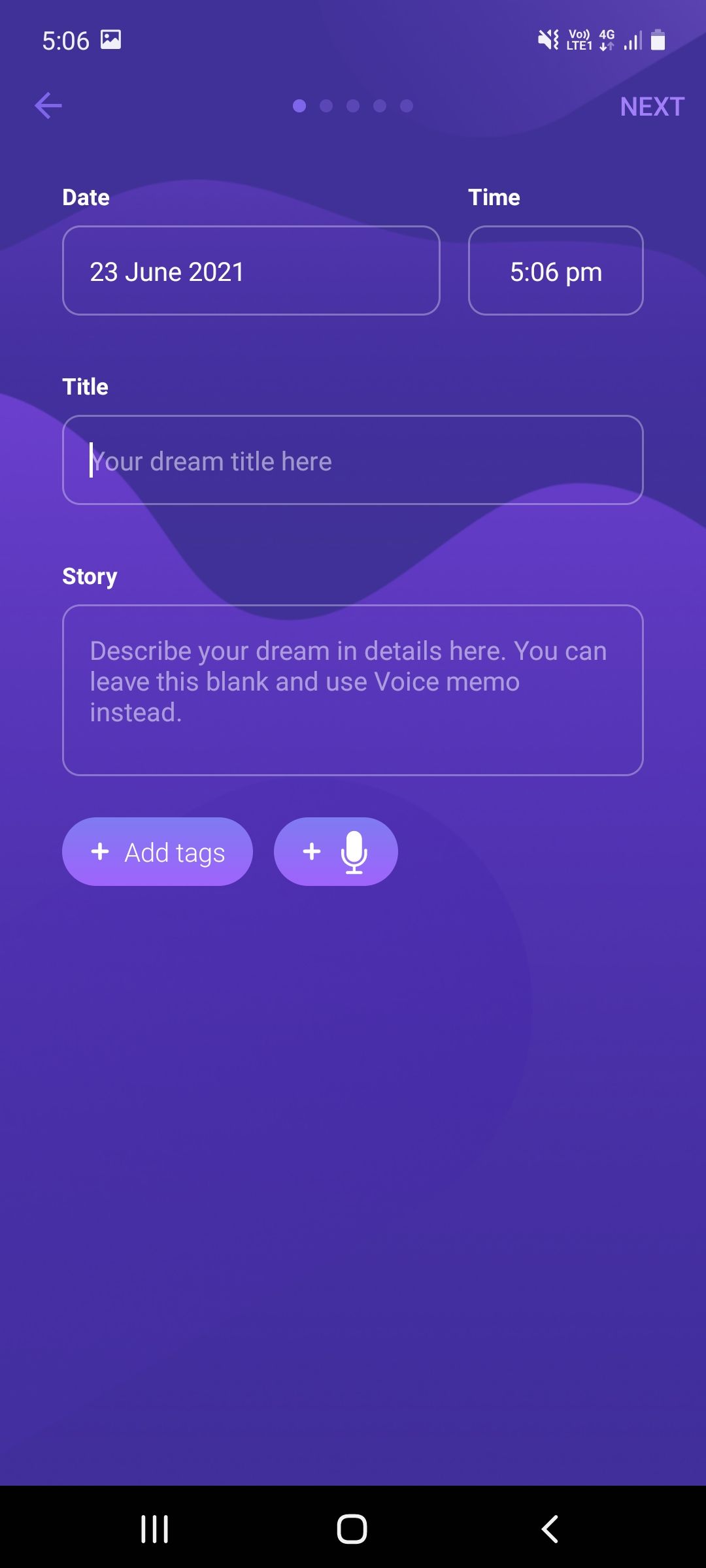 lucid app enter a dream page